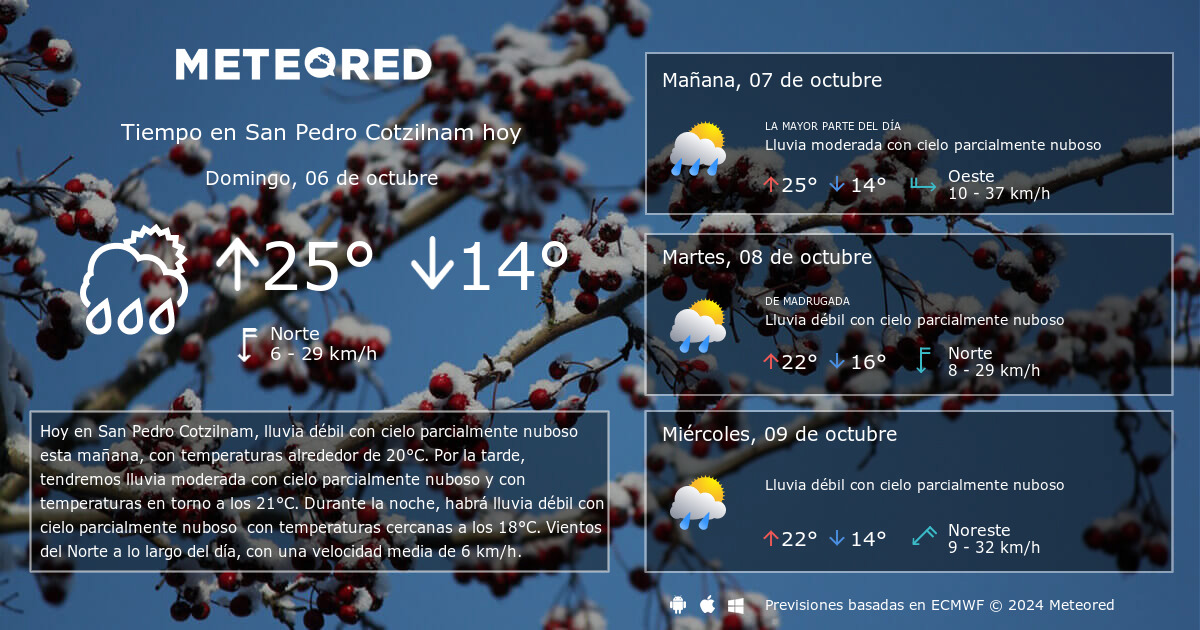 Tiempo en San Pedro Cotzilnam - Meteored